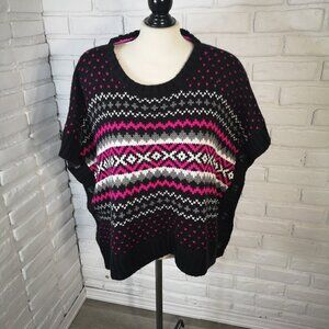 Aeropostale Ladies One Size Pink Black White Grey Round Neck Poncho